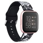 V-MORO Bands Compatible with Fitbit Versa 2 Band/Fitbit Versa Strap/Versa Lite/Versa SE Bracelet Fashion White Rose Flower Silicone Accessory with Quick Release Pins for Fitbit Versa 2/Fitbit Versa/Versa Lite/Versa SE Smartwatch