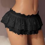 Lace Briefs Men Panties Thongs Ruffled Mini Skirt Crossdress Costume Panty Skirt Thongs Gay Male Sexy Underwear (Color : Black, Size : Large)