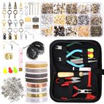 Rustark 1588Pcs Jewelry Making Supplies Kit with Jewelry Pliers, Jewelry Wires, Jewelry Jump Rings Findings, Jewelry Making Tools and Accessories with Storage Bag for Jewelry Making Repair and Beading