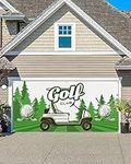 T&H XHome Garage Door Cover6x13 FT, Golf Club Ball Sports Theme Cartoon Golf Cart and Pine Design Garage Door Cover Hanging Mural Garage Door Decorations for Holiday Party Outdoor Indoor