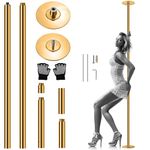 SereneLife Professional Spinning Dancing Pole - Portable & Removable Fitness Pole, Great for Training & Excercise (Gold Surface), Practical Design for Building Muscles, Keeps Fit and Healthy - SLDP85