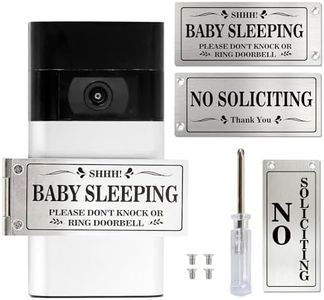 Baby Sleeping Don‘t Knock or Ring Doorbell，Rotatable No Soliciting Doorbell Cover. Metal sign for front door/house/Home. Great gift for moms with sleeping babies，Easy to install.，Very effective. (Silver)
