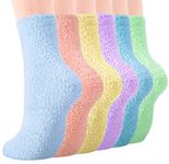 FRIUSATE 6 Pairs Women Fluffy Socks Coral Fleece Socks Slipper Socks Bed Socks Warm Thick Soft Fuzzy Socks For Women Ladies Girls