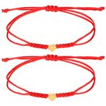 Yolev 2 Pieces Red String Bracelets Red Cord Bracelet Adjustable Kabbalah Red Knot String Bracelet Amulet Matching Heart Red Thread Friendship Bracelets for Teen Girls, Couples, Sisters and Friends Gi