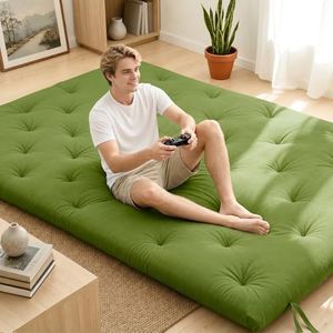 Syrinx Japanese Floor Futon Mattress Queen Size 80"x60", Thicken Foldable Lazy Floor Bed for Adults, Roll Up Lounger Tatami Sleeping Mat, Water Resistant Futon Tatami Mattresses for Home, Travel.