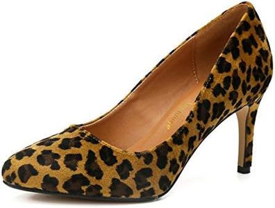 Enelauge Women's Men's Classic Stiletto Pointy Toe High Heel Wedding Dress Pumps, Velvet Leopard, 9 Women/7.5 Men