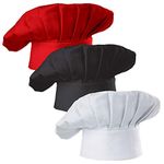 Hyzrz Set of 3 Pack Adult Chef Hat Adult Adjustable Elastic Baker Kitchen Cooking Chef Cap 3 Pieces, Multicolor, One Size