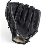 ZYYRSS Baseball Glove for Kids/Youth/Adult, Softball Gloves,Sports Batting Gloves PU Leather Left Hand Glove, Right Hand Throw (Black, 10.5 inch)