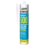 Everbuild Everflex 500 Bath And Sanitary Silicone – Interior And Exterior Application – Anti-Fungal – Quick Curing – Translucent – 295ml Cartridge