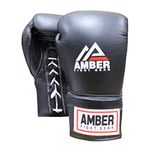 Amber Sporting Goods Professional Laceup Gloves (Black, 8-Ounce)