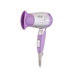 VEGA Galaxy 1100 Watts Foldable Hair Dryer With Heat & Cool Setting And Detachable Nozzle (VHDH-06), Color May Vary