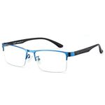 Cyxus Half Rim Blue Light Bloking Glasses For Men Rimless Glasses Computer Gaming Glasses UV Filter Glasses 8001 Blue