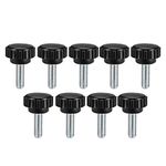 uxcell M6 x 15mm Metric Male Thread Knurled Clamping Knobs Grip Thumb Screw on Type Plastic Threaded Hand Bolt Knobs Black 9 Pcs