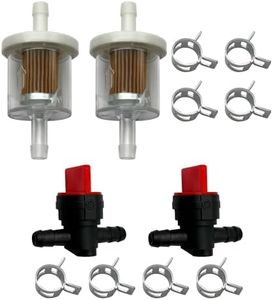 LETAYAR 1/4"" Inline Fuel Cut Off Valve Straight Gas Valve and Fuel Filter for Briggs Stratton 691035 40 Micron with Clamps