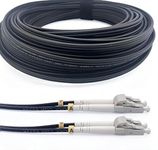 Elfcam® - 100m/328ft Outdoor and Indoor Shielded Armored Fiber Optic Cable LC/UPC to LC/UPC OM3 Multimode Duplex 50/125μm LSZH, Black 100 Meters