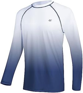 Huayuzh Mens Swim Top Rash Guard Long Sleeve UPF 50+ Quick Dry Breathable Running Sport UV Sun Protection Swimming Shirts White Gradient Navy 6XL, 2-white Gradient Navy, 6X-Large