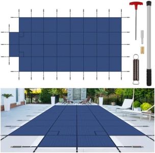 CIDNN Pool Safety Cover Fits Rectangle Swimming Pool with Step, Mesh High Strength Solid inground Pool Cover,Winter Pool Covers for Inground Pools (Blue, Fits 20x40ft+4x8ft Pools with Center Step)