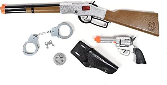 Wild West Cap Play Gun Toy Blaster Play Set – 6 Piece Western Toys for Kids | Cowboy Sheriff Cap Blaster with Handcuffs | Ring Caps Sold Separately - Maxx Action