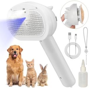 Pet Spray Hair Comb Brush for Shedding, 4 In 1 Steam Brush for Long & Short Haired Cat&Dog, Self-Cleaning Hair Remover with Water Tank And LED Blue Light, Release Button