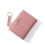 Womens Small Wallet Mini Purse Bifold Slim Card Case Holder Zipper Coin Pocket y-Pink, y-Pink