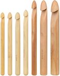 Coopay Large Wooden Crochet Hooks Ergonomic Crochet Hook Set 10-25 mm, 7PCS Inline Crochet Hooks Bamboo Crochet Kit for Beginner, Giant Wood Crochet Needles for Crocheting Chunky Yarn, Rugs, Blankets