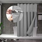N&Y HOME Extra Long Waffle Weave Shower Curtain with Snap-in Fabric Liner Included 12 Hooks - 71" x 84", Hotel Style & Mesh Top Window, Machine Washable to Easy Clean - 71x84 Inches, Gray