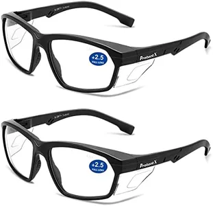 ProtectX Safety Reading Glasses 2.5 Diopter, Safety Glasses with Readers 2.5, Reader Safety Glasses, ANSI Z87.1 Rated with UV Protection - 2 Pack