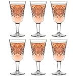 Libbey Hobstar Wine Glass - 300 ml / 30 cl - Pack of 6 - Vintage Design - Dishwasher Safe