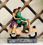 Sawcart Romantic Love Couple On Scooter Hand Crafted Statue Figurine Showpiece Idol for Home & Office Decor, Best Gift for Love, Valentine’s Day, Wedding Anniversary, House Warming Decorative Showpiece - 23 cm (Polyresin, Multicolor)