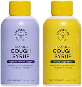 Beekeeper's Naturals Propolis Honey Cough Syrup – Adult Daytime & Nighttime Value Pack – Elderberry, Bee Propolis, Buckwheat Honey – Immune Support & Throat Soothing, Two Pack, 2 x 4 fl oz