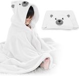 ROMASA Baby Bath Towel with Hooded Ultra Soft and Absorbent Toddlers Bathrobe Newborn Blanket Shower Gifts (White Bear)