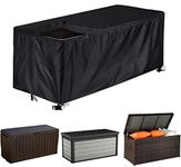 COOSOO Patio Deck Box Cover with Zipper Waterproof Outdoor Garden Furniture Cover 420D Oxford Cushion Box Cover Storage Ottoman Bench Cover for Deck Box Container Rectangle (Black, M:130 * 60 * 71cm)