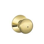 SCHLAGE F40 PLY 605 X 625 Plymouth Door Knob Lockset, Privacy, Solid, Brass, 1 Pack