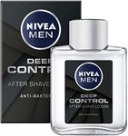 NIVEA MEN Deep Control After Shave Lotion Pack of 3 (3 x 100 ml) Antibacterial After Shave for Skin Care After Shave