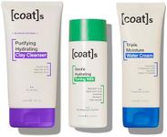Coats Blemish Defence 3-Step Bundle for Oily Skin – Purifying Hydrating Clay Cleanser, Gentle Hydrating Toning Milk + Triple Moisture Water Cream – Helps Prevent Breakouts, Designed for Young Skin