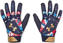 Under Armour Women's Radar Novelty Softball Gloves, (410) Midnight Navy/Red/Metallic Gold, Medium