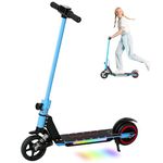 SPORTNOW Electric Scooter for Kids, Foldable E Scooter for Age 6-14 with Dual Brakes, Up to 14 KM/H, Maximum Range 6 KM, 6.8kg Lightweight, Front Suspension, LED Colourful Lights, Blue