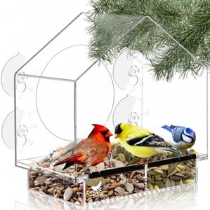 Clear Bird Feeders for Window Viewing Inside - Window Bird House Feeder with Suction Cups - Balcony Birdhouse Feeder with Tray - Easy to Use for Wildlife Lovers, Birding, Kids, Cat, & Elderly
