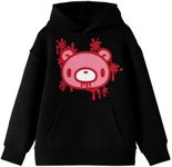 Gloomy Bear Blood Drip Character Icon Long Sleeve Boys' Black Hooded Sweatshirt-XS