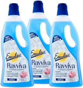 Emulsio Ravviva Marmo Detergente Pavimenti in Ceramica Granito Ardesia Resina Gres Pietre Naturali Formula a pH Neutro ad Azione Protettiva Profumo di Fiori Rosa a Lunga Durata - 3 Flaconi da 750ml