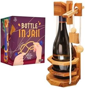 BSIRI Bottle in Jail Puzzle Challenging and Decorative Bottle Holder Games for Adults Party Functional Ideal Storage Fun Gifts and Room Decor Piece