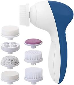 Facial Cleansing Brush | Face Scrubber Exfoliator Wash Cleansing Exfoliating Powered Electric Brushes Spin Cleanser Cleaning Scrub Oily Mixed Normal Dry Skin Including 7 Heads (Sapphire)