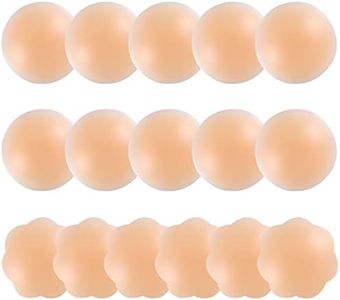 FJYQOP 8 Pairs Nipple Covers for Women, Silicone Reusable Pasties Adhesive Invisible Nippleless Covers Sticky Breast Petal Nude, Nude