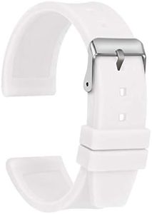 ULLCHRO Correa Reloj Calidad Alta Recambios Correa Relojes Caucho Suave Flexible Hombre Mujer - 16, 18, 20, 22, 24, 26, 28mm Silicona Correa Reloj con Hebilla de Acero Inoxidable (16mm, Blanco)
