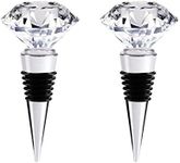 Decorative Crystal Wine and Beverage Bottle Stopper for Wine,Made of Zinc Alloy and Glass,Reusable Plug with Gift Box,Multi-Option (2pcs Crystal)