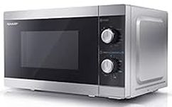 SHARP YC-MG01U-S Compact 20 Litre 800W Manual control Microwave with 1000W Grill, 5 power levels, defrost function, LED cavity light - Silver