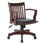 Office Star 108ES-3 Deluxe Wood Bankers Desk Chair with Black Vinyl Padded Seat, Espresso