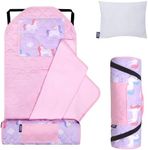 Wildkin Kids Modern Nap Mat with Reusable Pillow for Boys & Girls, Perfect for Elementary Sleeping Mat, Features Elastic Corner Straps, Soft Cotton Blend Materials Nap Mat for Kids (Unicorn)