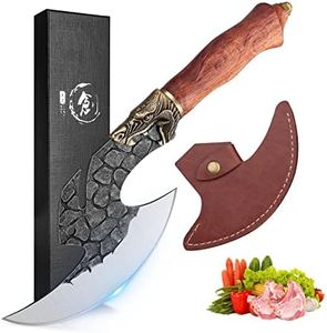 ROCOCO Viking Cleaver Knife Butcher Meat Cutting Boning Knife Hand Forged Chinese Kitchen Axe with Sheath Home Outdoor BBQ Camping Birthday Mother Father Gift Men