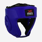 Rex Sports Boxing Head Guard, MMA Martial Arts Head gear, Head Protector from Sparring, Muay Thai Helmet with thick padding to absorb force impact (Blue, S)